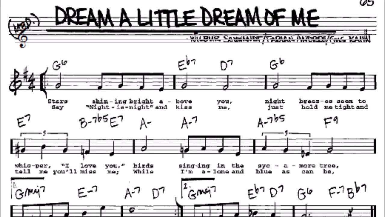 Dream A Little Dream Of Me Chord Chart