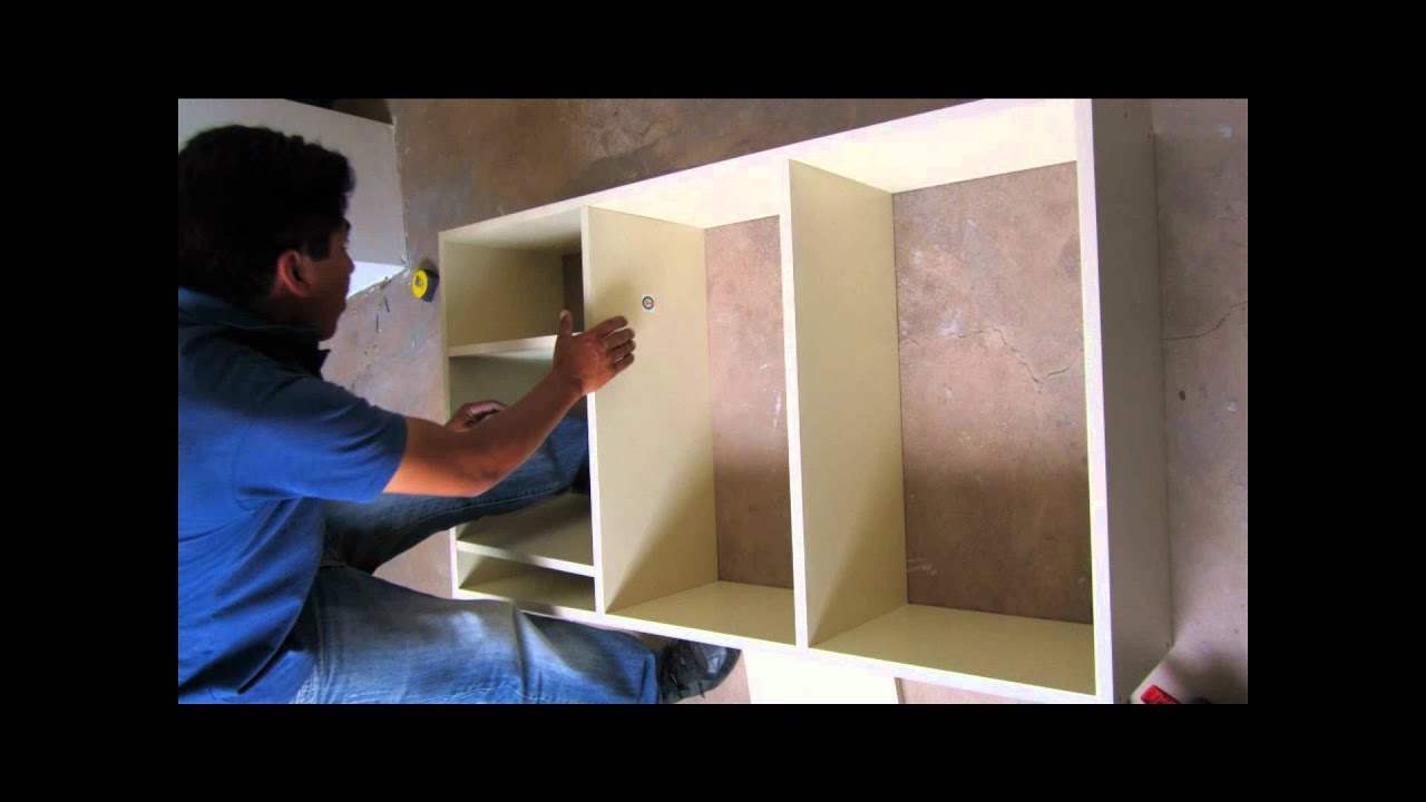 Mueble de cocina melamine youtube Diseño muebles cocina con repisa