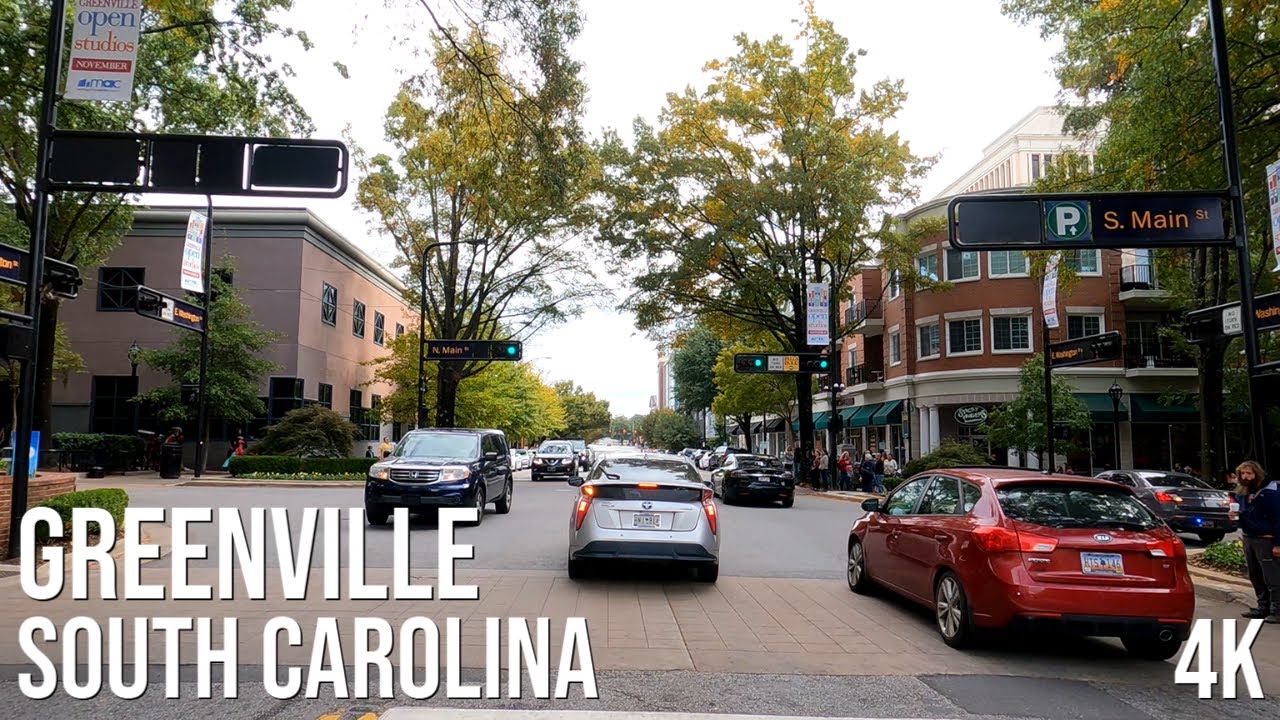 Greenville, South Carolina - Downtown Drive 4K