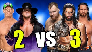 John Cena & The Undertaker vs. Seth Rollins & Roman Reigns & Dean Ambrose WWE 2 VS 3 Handicap Match