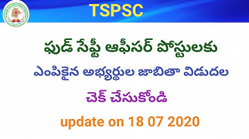 TSPSC FSO selection list released 2020 update check