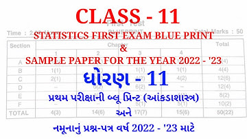 Statistics first Exam blueprint 2022 - 23 | stat first exam blue print & paper style class 11 | gseb