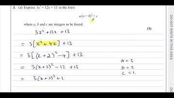WMA11/01, (Edexcel) IAL P1 June 2023, Q3, Quadratics, Completing the Square, Sketching