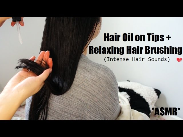 ASMR HAIR BRUSHING - INTENSE HAIR SOUNDS + OIL TREATMENT ON HAIR TIPS!! (O_O)