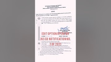 JKSSB EDIT OPTION FOR NOTIFICATION NO. 2 OF 2021