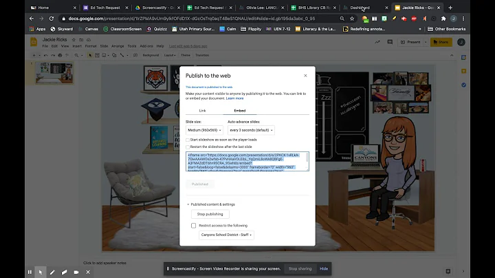 Embed a google slideshow in Canvas