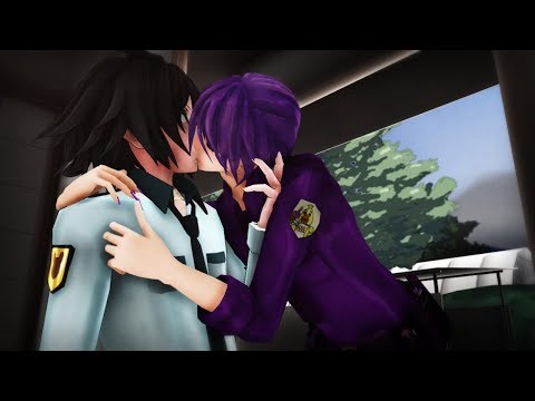 【MMD x FNaF】Epic Yaoi Kiss! Epic Slap! (Purple Guy x Phone Guy) [Yaoi]