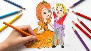 Princess & Little Girl Coloring Page | Easy Color Pencil Drawing for Kids screenshot 1