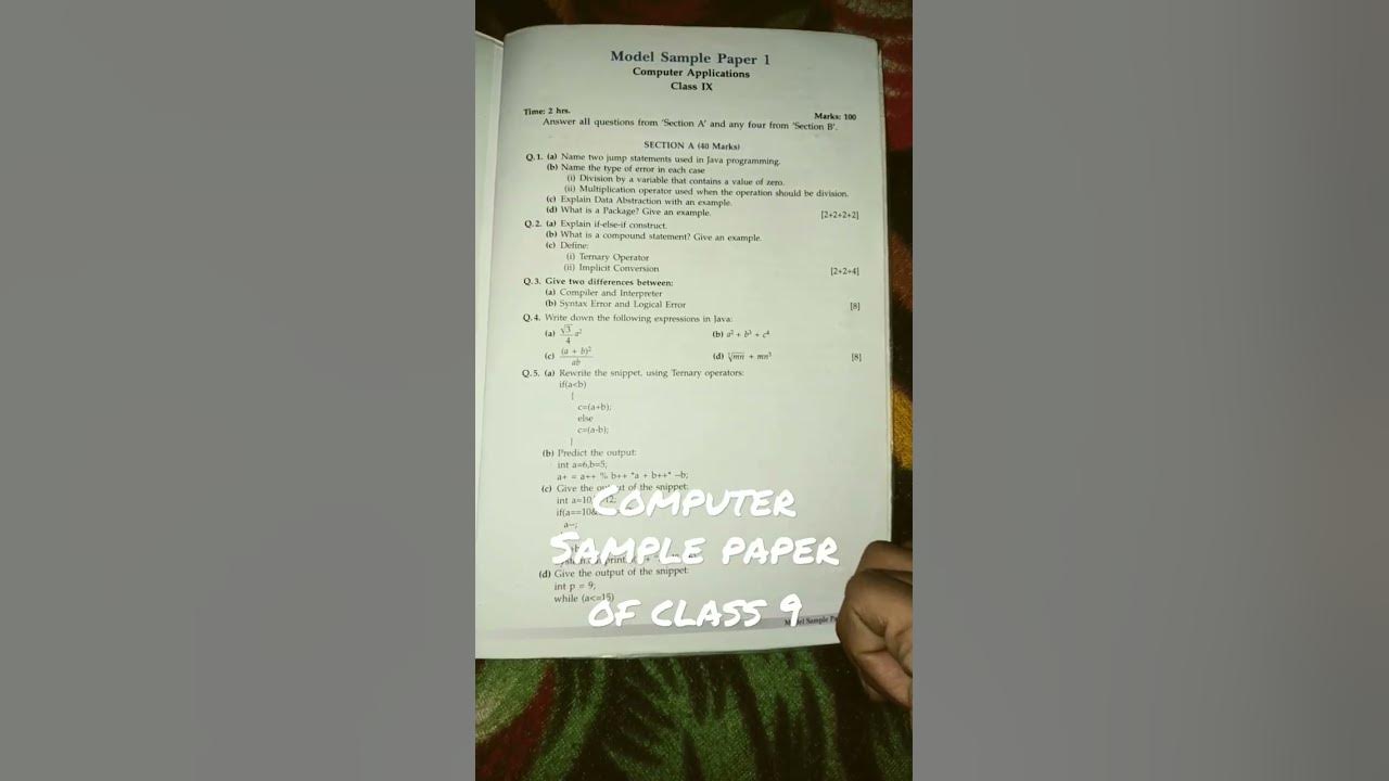 Computer Sample Paper Of Class 9 ICSE Board class 9 ka computer ka