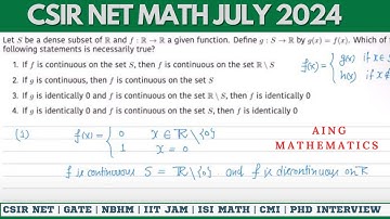 ID-704040 Solution | Continuous function on dense set | CSIR NET MATH 2024 JULY
