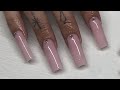 Pink Tapered Square Cuticle Bling Acrylic Nail