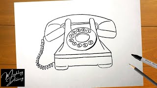 How to Draw an Old Telephone Step by Step