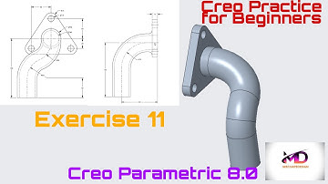 Creo Practice Exercise- 11 for Beginners II Creo Part Modeling Tutorial II Mechapedesign