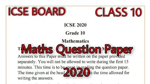 ICSE Maths Question Paper class 10 2020 | ICSE BOARD | #icse #board #QuestionPaper