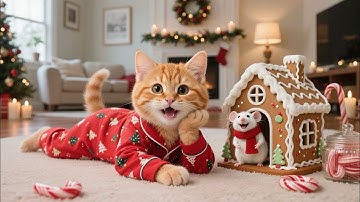 Kitten & Mama Cat find their gingerbread eaten by a mouse, but they befriend the clever little one！🐭