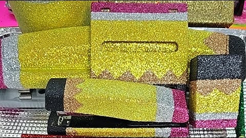 Adding Decals to a Glitter Pencil Themed Note Dispenser and Sealing with UV Resin