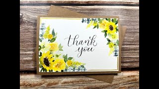 Yellow Floral Watercolor Thank You Card