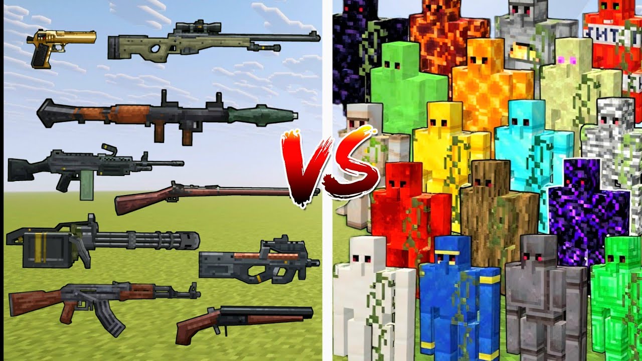 what minecraft TACz gun can defeat most golems in a row - YouTube