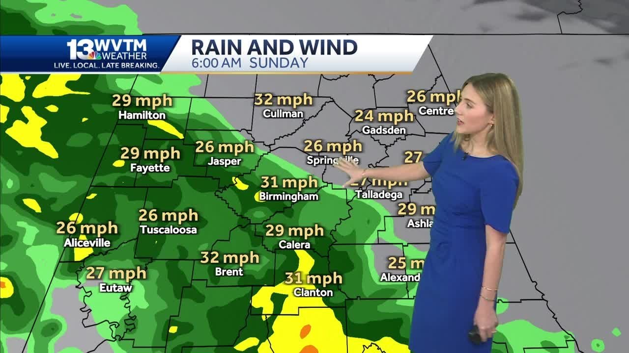 Much cooler in Alabama Sunday with steady rain and gusty winds. Rain ...