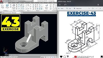 AutoCAD 3D Practice Exercise 43 | Mechanical Exercise 43 | Autocad 3D Example Tutorial 43 |