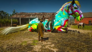 Giant Rainbow Horse Tamed By John Marston At Saint Denis