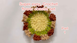 How to crochet a super cute flower pot coaster set part 1