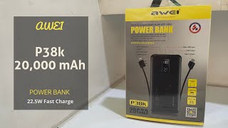 AWEI POWERBANK WITH CABLE UNBOXING | P38K 22.5W FAST CHARGE |  LoveDarc TV