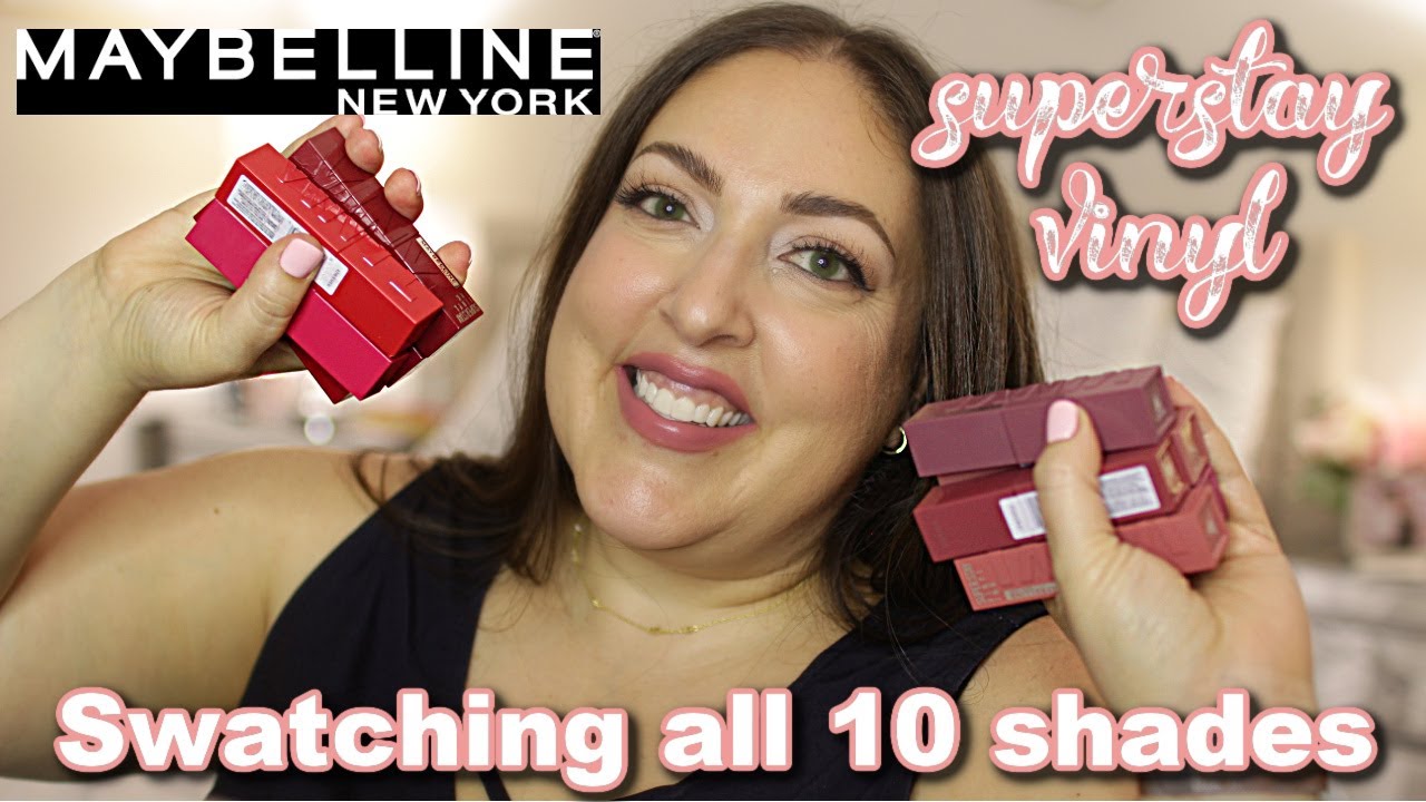 Maybelline Superstay Vinyl Ink Lipsticks Lip Swatches Try On Of All 10 Shades On Fair Skin Youtube