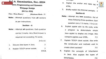BCA 5TH SEM JAVA PROGRAMMING AND DYNAMIC WEBPAGE DESIGN DEC 2024 | CCSU
