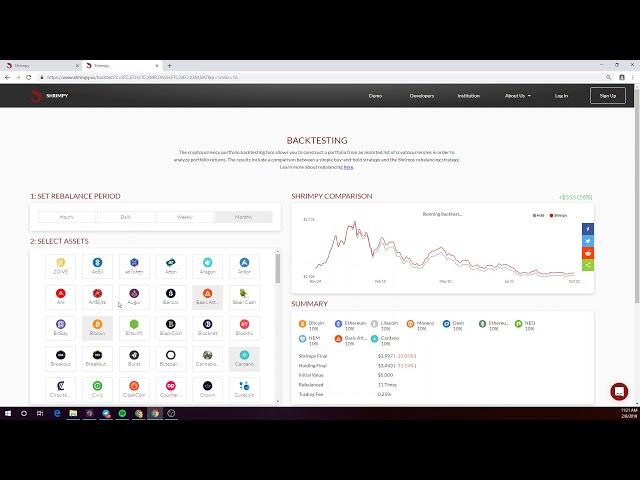 Shrimpy: Introduction to Demo Backtesting Tool