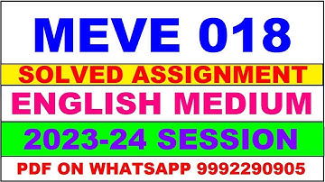 meve 018 solved assignment 2023-24 | meve 18 solved assignment in english 2024 | meve 18 2024