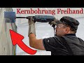 Kernbohrung Freihand /  Loch für Lüftung bohren mit Kernbohrer 150 mm SDS