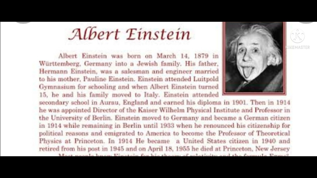 biography of albert einstein in english class 9