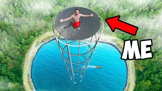 I Built the Worlds Tallest Trampoline in my pond!