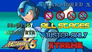 🔴 Mega Man X5 Speedrun in 58:03 IGT 1:33:05 RTA - Unarmored X All Stages Xtreme Buster Only