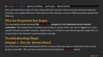 Resolving Empty LastLogon and WhenCreated Properties in Active Directory Using PowerShell