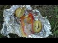 Перец и картошка с яйцом на углях