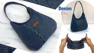 sewing diy a denim shoulder bag with zipper tutorial, how to sew shoulder bag with zipper tutorial.