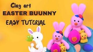 "Easter Bunny Delight: Clay Sculpture of Cuteness"