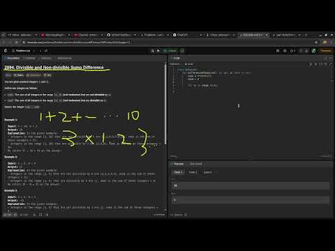 Leetcode easy problem 2894. Divisible and Non-divisible Sums Difference | devops python practice