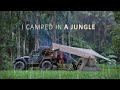Relaxing in tropical heavy rain  solo camping shelter in a jungle long asmr 