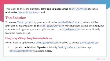 Accessing IConfiguration in Your Composition Root Class in C#