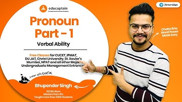4. Pronoun Part 1 - FREE Classes for CUCET, IPMAT, DU JAT, etc. | Journey with educaptain