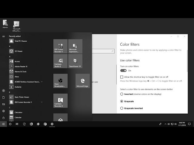 Windows 10 Shortcut to Switch Between Black & White and Color Mode
