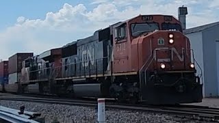 CN 5712 leads northbound Q train in Ladysmith wi with @tylerhays7365 05/18/24