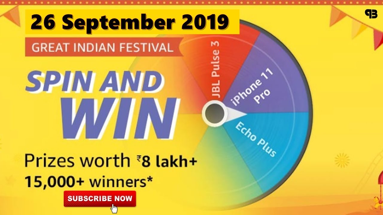 Amazon Spin And Win Quiz Win Jbl Pulse 3 26 September 2019 YouTube