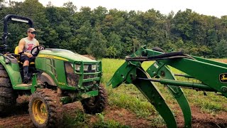 How to Remove a John Deere Front End Loader - 4052R with the H180 Loader