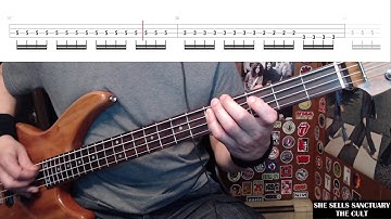 She Sells Sanctuary by The Cult - Bass Cover with Tabs Play-Along