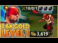 10 KILLS LEVEL 1 GIVES ME THIS MUCH GOLD (WORLD RECORD) - BunnyFuFuu League Of Legends