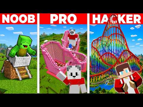 ROLLER COASTER Build Tutorial In Minecraft — JJ VS MIKEY Challenge — Maizen Parody